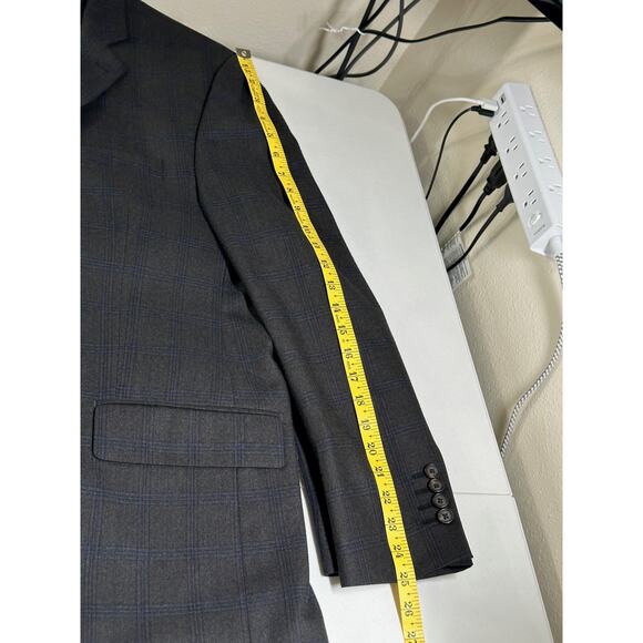 Ralph Lauren Suit Jacket Mens 40R Gray Plaid 100% Wool Sport Coat Blazer Church - Picture 9 of 9